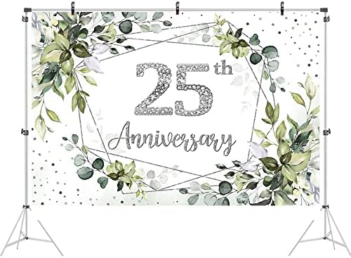 Ticuenicoa 9x6ft Честит 25-та Юбилейна Фон за снимки на Зелените, Празднующая 25-та годишнина на брака Фон Поздрав 25-годишен