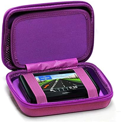 Navitech, лилаво твърд калъф за носене за GPS, съвместима с Tomtom Car Sat Nav GO Classic, 5 инча