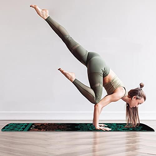 Дебел Нескользящий постелката за йога и фитнес 1/4 с Винтажным Модел впечатлява със своя Бохемски стил за практикуване