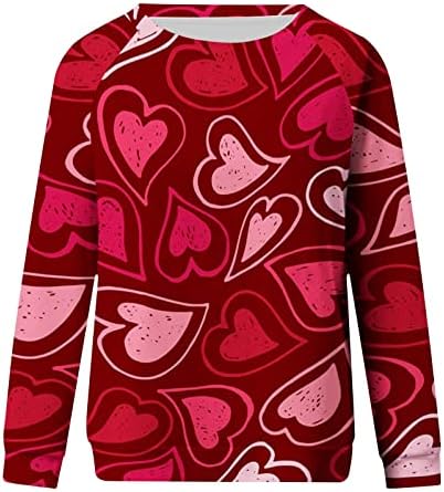2023, Качулки за Свети Валентин за жени, Hoody с изображение на Сърце от Любов, Свободен Пуловер с кръгло деколте, Модни