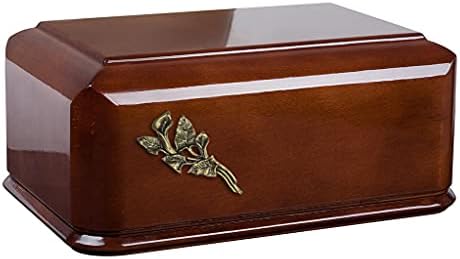 Кремационная урна от цели дъб за възрастни Уникална Мемориал Погребална урна за човешкия пръст (тъмно кафяво, Кала Лилия)