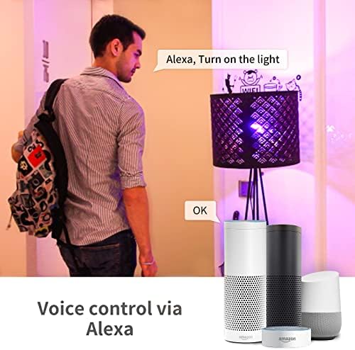 Крушка Алекса, Умна Крушка, RGB Крушки, Led интелигентна крушка WiFi + МОЖНО, Лампа Съвместима с Alexa/ Google Assistant,