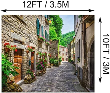 CORFOTO Плат 12x10ft Европейското Изграждане на Уличен Италиански Фон Тоскана, Италия Каменна Пътека Фон За Снимки на