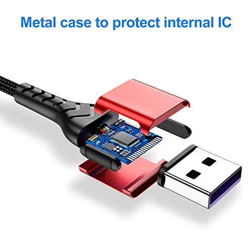 Durcord C USB Кабел, 2 опаковки 6-крак кабел за бързо зареждане 6 фута USB Type C за лаптоп Android, 6-Футовое Зарядно устройство Type C USB кабел Премиум-клас в найлонов оплетке -Червен