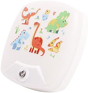 2 Опаковки - за Включване на led нощна светлина с Анимационни Динозавром за деца - монтиран на стената лампа, Сензор за осветеност за сън на деца, Ночники с Автоматично