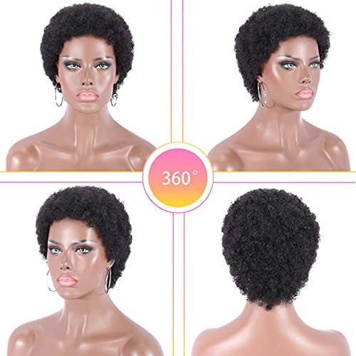 Kalyss естествена коса, къса черна афро-къдрава перуки за жени, лек естествен перука за пълен коса