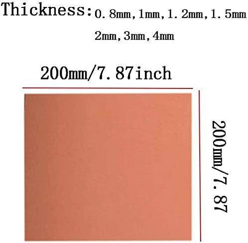 Метален лист YIWANGO Pure Copper Cu 200 мм x 200 мм-дебелина на: Лист чиста мед 2 мм (Размера, Дебелина: 0,8 мм)