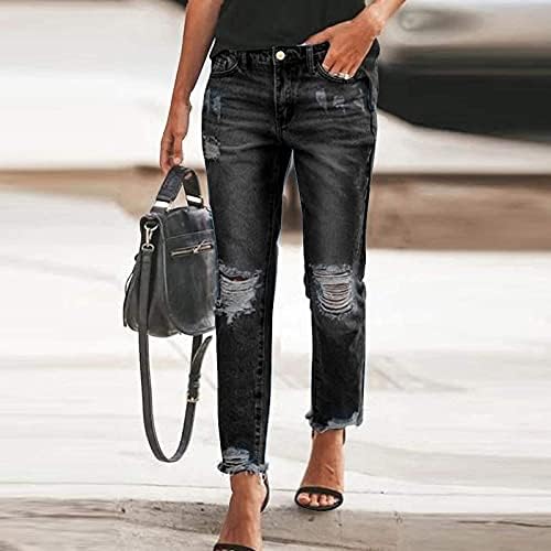 YUHAOTIN женски модел панталони за работа, бизнес всеки ден, плюс размер, еластична талия гаджето си, Скъсани Дамски