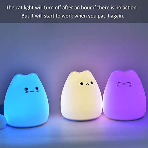Led нощна светлина за котки, лека нощ за деца, който Работи на батерии, Силиконови Цветни Сладки Нощни осветителни тела