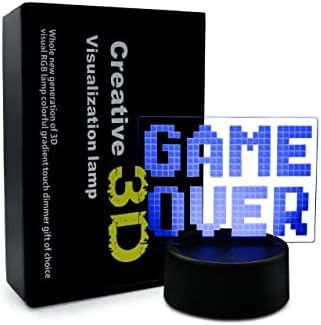 Skmuvhys 3D Game Over Illusion лампа, Игрова конзола със сензорен контрол, 7 Цвята, Мигащи което променя Led Smart лека