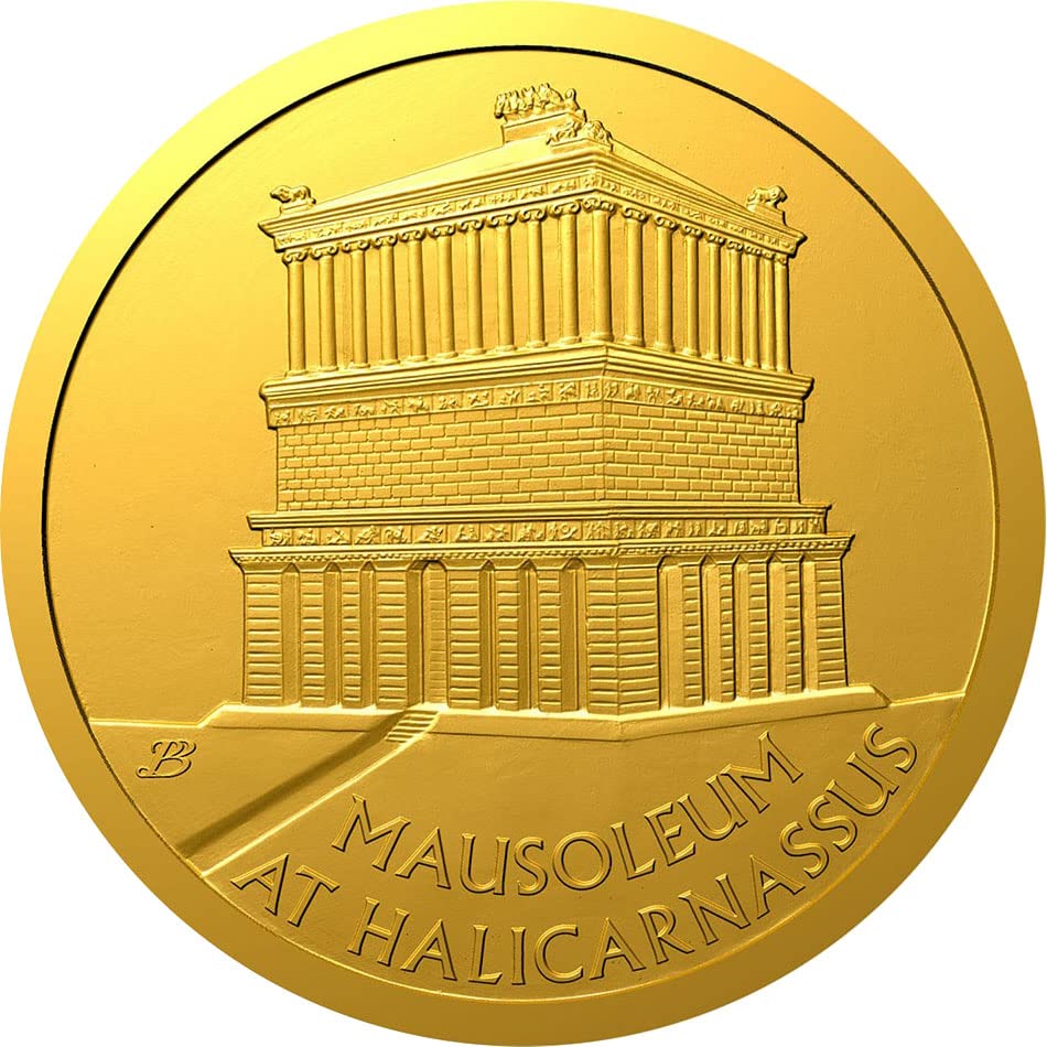 Мавзолей Седемте Чудеса на 2022 Година PowerCoin В Галикарнасе Древния Свят-Златна Монета с тегло 1/10 Унция 5 $ Ниуе