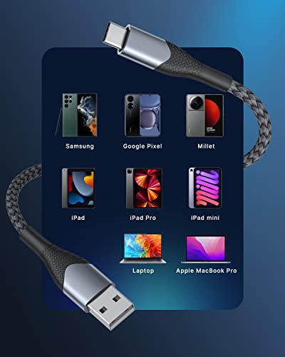 Кабел МНОГО USB C - 2 комплекта 6-крак зарядно устройство Type C, за бързо зареждане, удължена зарядно устройство, USB C, съвместим с Samsung Galaxy S22 S21 S20 FE S9 S10 S8 A12 A13 A70 A40 A50 A33 A52, Huawei