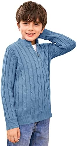 Zhaovi's Пуловер за малки Момчета и Момичета Усукана Тел, Пуловери с цип с Кабел 1/4, Детски Зимни Дрехи С Дълъг Ръкав,