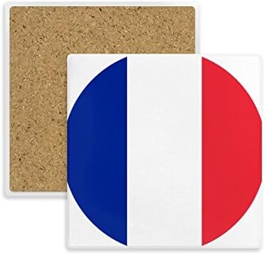 Франция Национален Флаг Европа Държава с Квадратно Увеселителен парк Чаша Държач за Чаши Абсорбираща Камък за Напитки