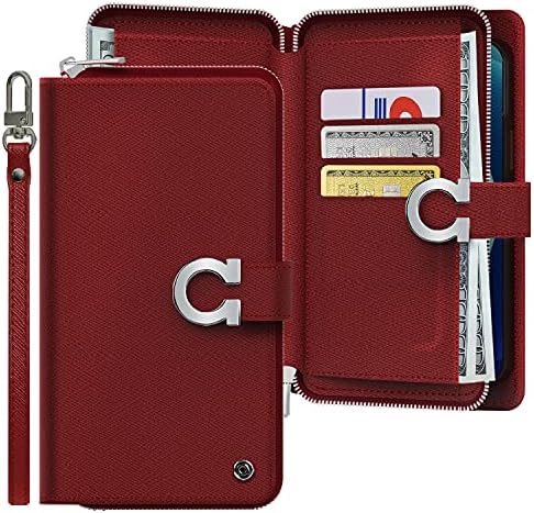 Чанта-портфейл JUST4YOU Galaxy S8 с цип с Каишка, Държач за карти, Калъф-награда от Изкуствена Кожа Премиум-клас с панти