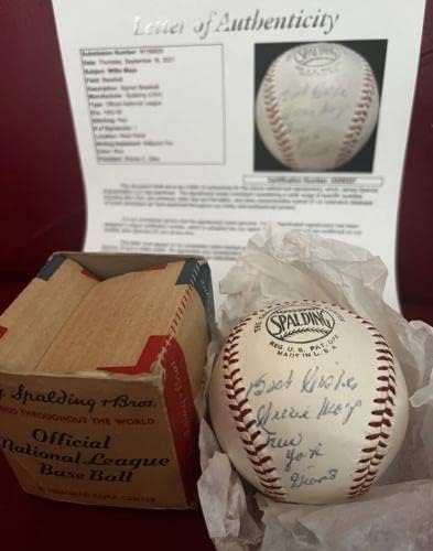 Уили Мейс New York Giants Ретро Бейзбол С Автограф Джайлза JSA LOA - Бейзболни Топки С Автографи