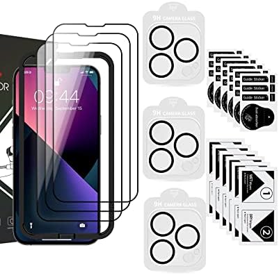 [Комплект за защита на телефона, съвместим с iPhone 14 Pro Max + началната рамка] 3 ОПАКОВКИ със защитно фолио от 3D-копринен