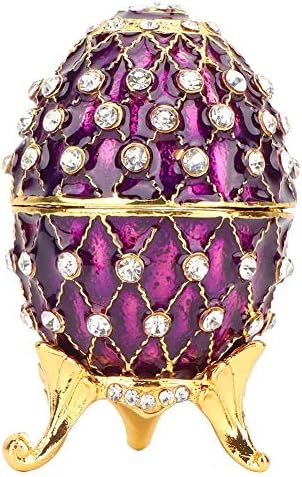 Кутия за великденски яйца с емайл Yosoo, рисувани на ръка, в ковчег за бижута, която се открива уникална украса на яйца, украса за дома за вашия пръстени, обици и бижута