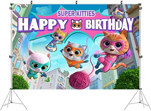 Супер Котка на Фона честит Рожден Ден, Аксесоари За Парти в чест на рождения Ден на Супер Герой Котка Банер честит Рожден