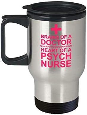 Пътна чаша за медицинска сестра-психолог/Подаръци-Чаши за благодарност медицинска сестра/Подарък-Мозъка лекар, Сърцето