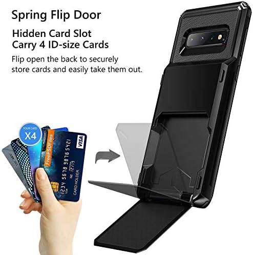 Калъф Vofolen за Galaxy S10 Plus, една чанта-портфейл [4 джоба за карти], Слот за притежателя на карти, Защита от надраскване,