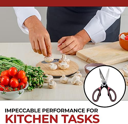 Професионални ножици Кухня | 2 комплекта Сверхострых кухненски ножици от неръждаема стомана | Многофункционални Кухненски
