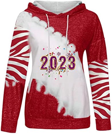 Oplxuo Дамски Блузи с дълъг ръкав, Свитшоты честита Нова Година за жени 2023, Модни Блузи, Пролетен Пуловер Свободно