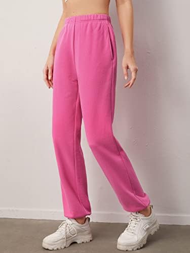 Дамски Спортни панталони GWNWTT, Памучни Обикновена спортни панталони с еластичен ластик на кръста, Спортни панталони (Цвят: розов, Размер: Голям)