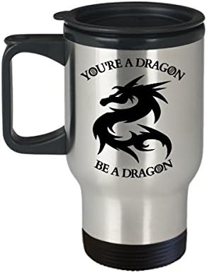Пътна чаша с дракон получи подарък-Подарък за Фен на Дракони-Мотивационна-Вдъхновяваща чаша-Игра на престола-Изолация