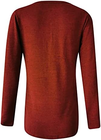 Жена Оборудвана Пуловер копчета 1/2, Обикновена Ежедневни Ризи с дълъг ръкав, Удобни Меки Основни Блузи С V-образно деколте