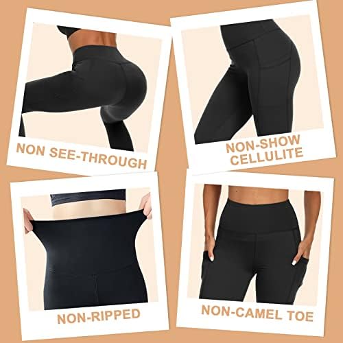 GAYHAY 3 Опаковки Леггинсов с джобове за жени - Мазни Меки Спортни Панталони за Йога с висока талия и контрол на корема