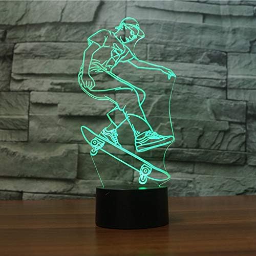 padom Скейтборд Коледен 3D лека нощ USB LED Настолна Лампа 3D Иллюзионная Лампа За Деца Декор Спални Хол Светлини
