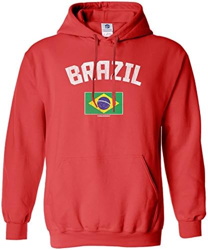 Мъжки hoody с качулка Threadrock Бразилия Бразилски флаг Hoody с качулка