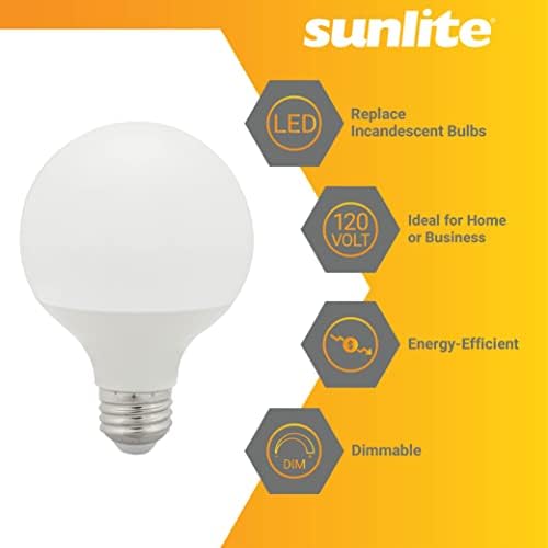 Led лампа Sunlite 80712 G25 Globe, 6 W (еквивалент на 60 W), Стандартно основа E26, 520 Лумена, с регулируема яркост,