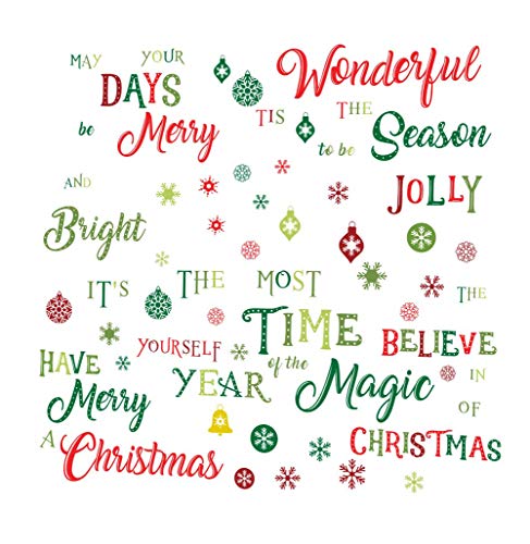 IARTTOP Стикер с Коледни Цитати, Цветни Стикери на прозореца под Формата на Снежинки, Коледни Надписи, Зимни Празнични