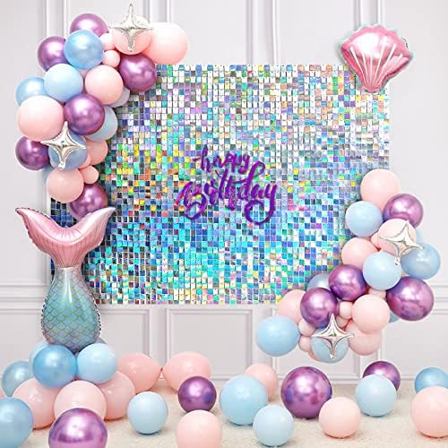 24 Опаковки Миг Стенни декорации за партита, Блестящо Стенни Панели с набор от балони, Блестящи Стенни Панели за сватба,