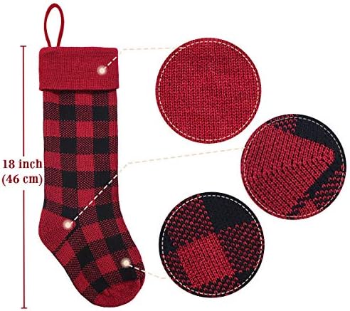 Коледни Чорапи Лимбриджской плетени, 4 опаковки Трикотажни коледна украса с дължина 18 инча с шарките в клетка Бивол,