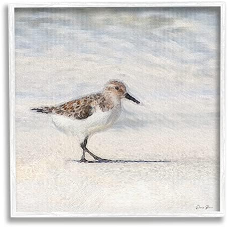 Монтиране на картина в рамка от пясъка на плажа Stupell Industries Sandpiper Bird Stepping, Дизайн на Денис Браун