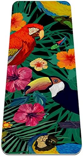 Тропически папагали Toucans, много дебело килимче за йога - Екологично Чист Нескользящий подложка за упражнения и фитнес,