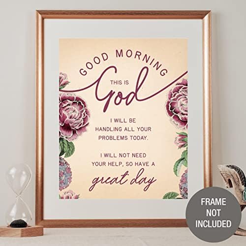 Религиозен стенен принт Добро утро, това е Бог за дома (8 x 10 Без рамка на матирана хартия премиум-класа Fine Art)