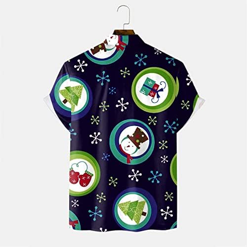 WOCACHI Коледни Ризи с копчета за Мъже с Къс Ръкав, Забавен Коледен Принт Дядо Коледа, Ежедневни Дизайнерска Риза за