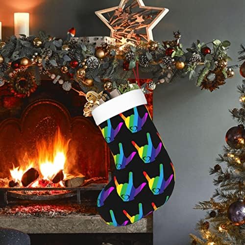 Коледни Чорапи Augenstern ЛГБТ-Гей-Гордост на Дъгата Двустранни Чорапи За Окачване на Камината