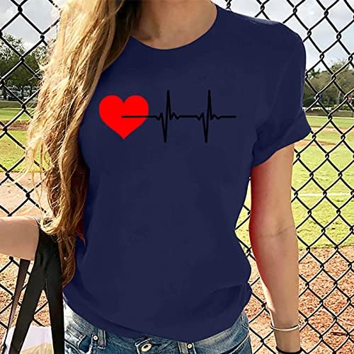 Лятна Есенна Тениска с Къс Ръкав за Момичета 2023, Дрехи от Памук, Тениска с изображение на Сърце и Любов, Женска Тениска