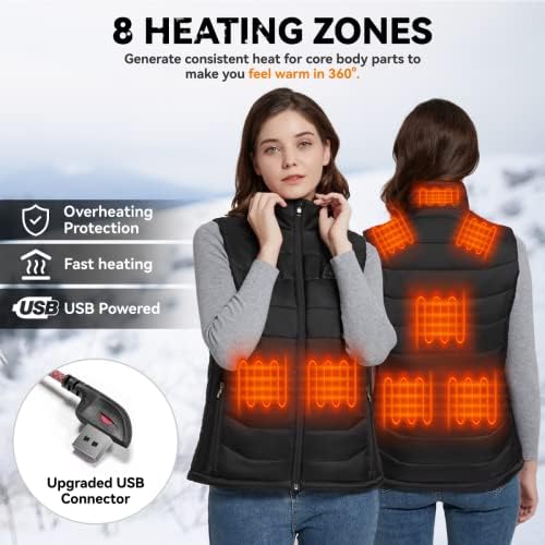 Жена жилетка с топъл KOVNLO, интелигентен контролер, 4 в 1, дизайн с выключением светлина, Лека жилетка с подгряване