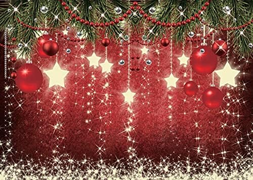 CHAIYA 8X6ft Червен Коледен фон Искрящи Звезди Коледни Фонове, за снимки на Пенливи Звезда Детски Коледен фон за снимки