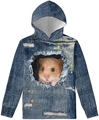 Frestree Качулки Унисекс, Дълги Ризи, Блузи с качулка и джоб кенгуру, Всекидневни Пуловер за Момчета и Момичета, размер