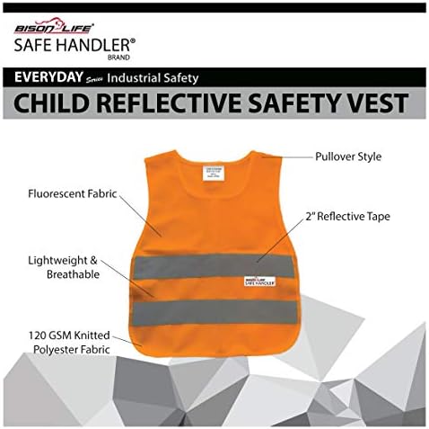 Детски отразяваща жилетка SAFE HANDLER | Лека и дишаща, ярки цветове за обществената сигурност на децата, полиестер,