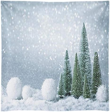 Funnytree 7x5ft Зимния Сняг Фон за Снимки Страна на Чудесата Снежен Фон за парти Снежинки Бор Блестящо Боке Ореол Иглолистно