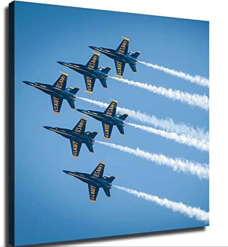 Исторически военни снимки на САЩ ~ Плакат Авиошоу Сините ангели, картина върху платно, Принт, Черна Стенни Художествена
