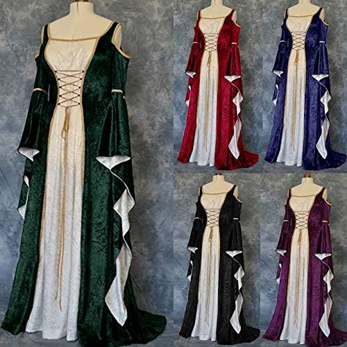 Жена средновековна рокля, секси готическа ретро рокля, винтажное рокля с А-силует, бални рокли с флорални принтом, рокли с Дължина до пода